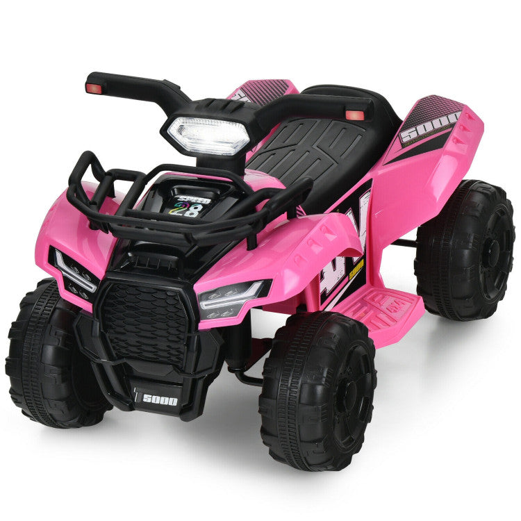 6V Kids ATV Quad Electric Ride On Car with LED Light and MP3 (Pink)