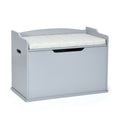Kids Toy Wooden Flip-top Storage Box Chest Bench with Cushion Hinge (White)