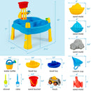 Kids Sand and Water Table for Toddlers with Umbrella and 18 Pieces Accessory Set