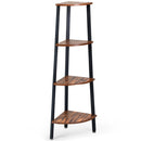 4-Tier Corner Shelf Metal Storage Rack Domestic Bookcase (black)