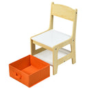 Kids Table Chairs Set With Storage Boxes Blackboard Whiteboard Drawing (Natural)