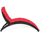 Folding Patio Rattan Portable Lounge Chair Chaise with Cushion