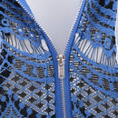 Jewel Neck Sleeveless Zippered Lace Mini Dress for Ladies