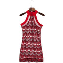 Jewel Neck Sleeveless Zippered Lace Mini Dress for Ladies