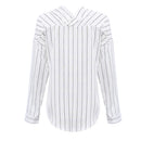 Stylish Long Sleeve V Neck Stripe Women Blouse