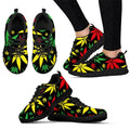 Colorful Jamaican Hemp Weed Leaves Pattern Woman Man Running Shoes