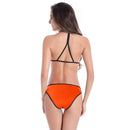 Halter Padded Push Up Bra + Low Waist Briefs Bikini Swimwear for Women