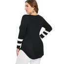 Plus Size Striped Zip Neck Long Sleeve T-shirt