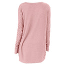 Long Sleeves Plus Size Lace Panel Cutout Tee