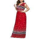 Polka Dot Women Deep V Neck Sleeveless Maxi Dress (Large)