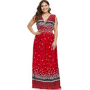 Polka Dot Women Deep V Neck Sleeveless Maxi Dress (Large)