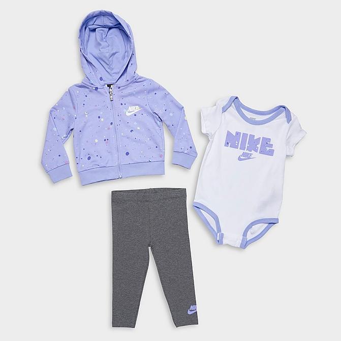 Girls' Infant Nike Mini Monogram Full-Zip Hoodie, Leggings and Bodysuit Set (3-Piece)