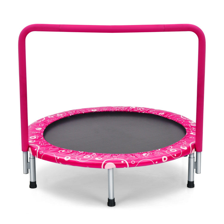 36 Inch Kids Trampoline Mini Rebounder with Full Covered Handrail (Pink)