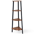 4-Tier Corner Shelf Metal Storage Rack Domestic Bookcase (black)