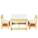 Kids Table Chairs Set With Storage Boxes Blackboard Whiteboard Drawing (Natural)