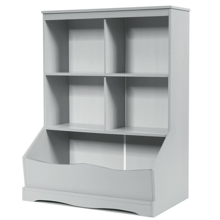 3-Tier kids Multi-Functional Bookcase with 5 Open Storage Compartments