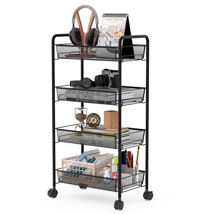 4 Tier Storage Rack Trolley Cart