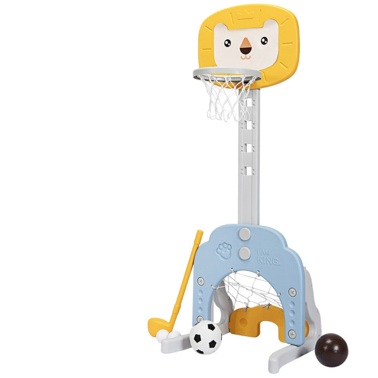 3-in-1 Adjustable Kids Basketball Hoop Sports Set