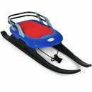 Folding Kids Metal Snow Sled with Pull Rope Snow Slider and Leather Seat