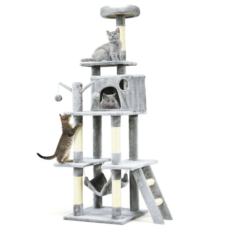 66 Inches Cat Tree Condo Kitten Multi-Level Activity Center