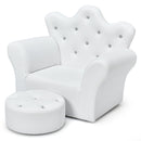 Children Upholstered Princess Sofa with Ottoman and Diamond Decoration for Boys and Girls - White