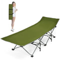 Folding Camping Cot with Side Storage Pocket Detachable Headrest - Blue
