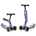 2 in 1 Kids Kick Scooter with Flash Wheels for Girls Boys from 1.5 to 6 Years Old - Blue