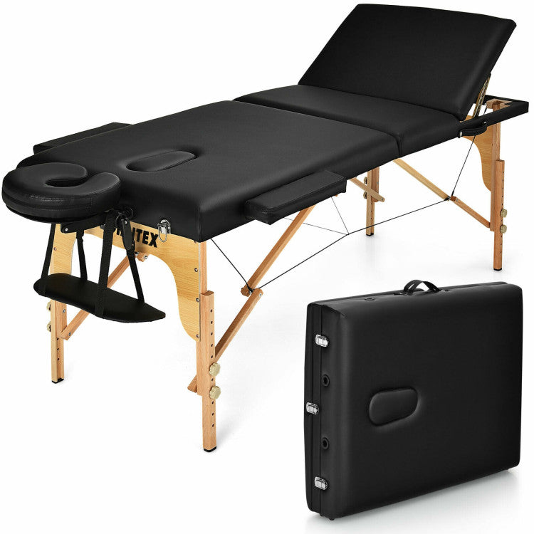 3 Fold Portable Adjustable Massage Table with Carry Case