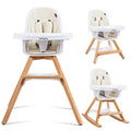 3-in-1 Convertible Wooden Baby High Chair (Gray)