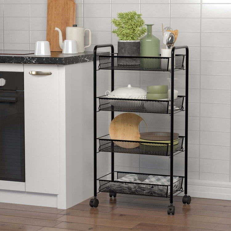 4 Tier Storage Rack Trolley Cart