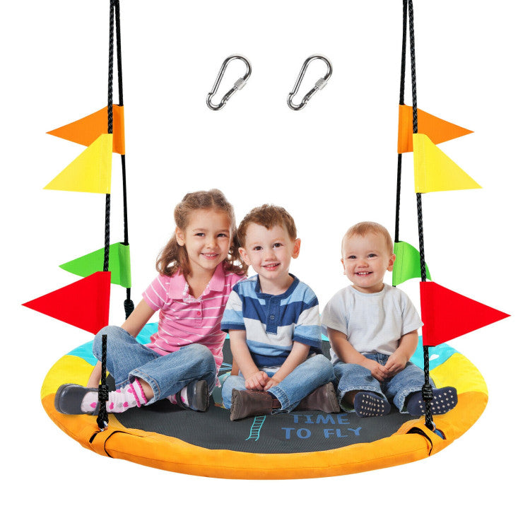 40 Inch Flying Saucer Tree Swing with Hanging Straps Monkey (Orange)