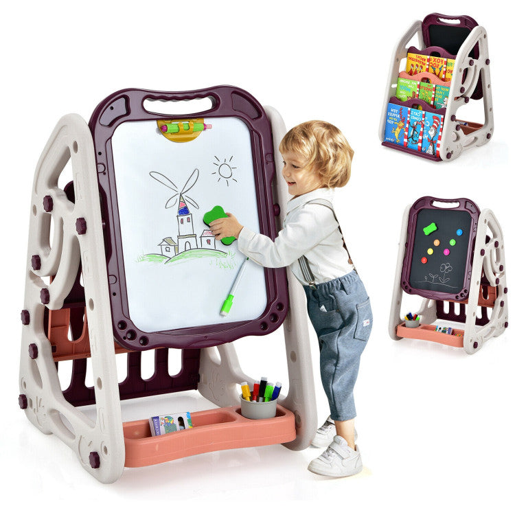 3-in-1 Kids Art Easel Double-Sided Tabletop Easel with Art Accessories