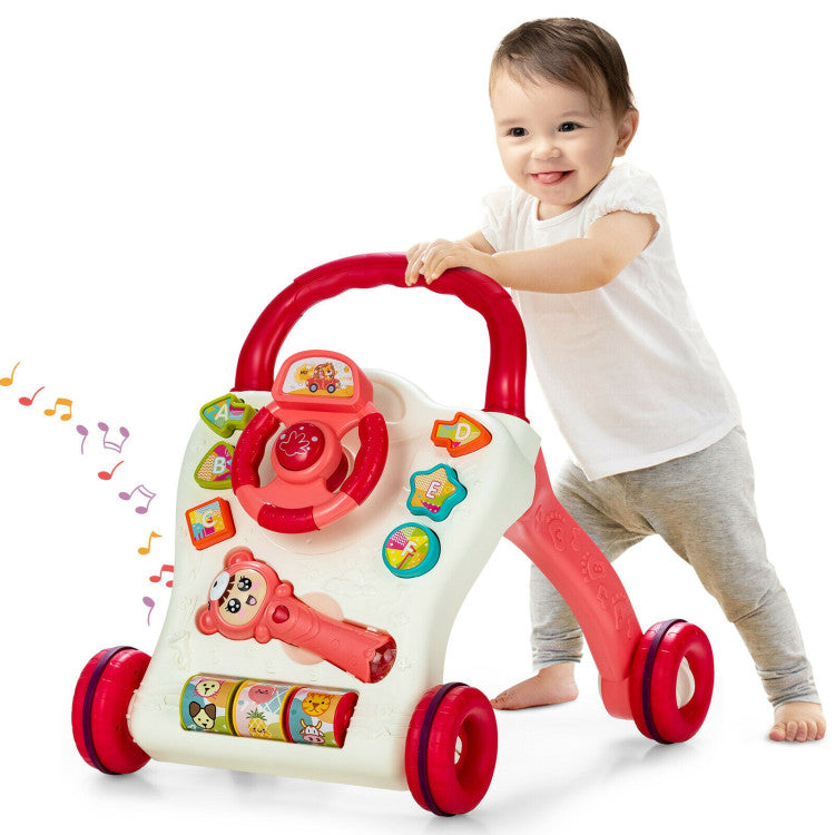 Baby Walker Sit-to-Stand Learning Walker with Projection Music Wand