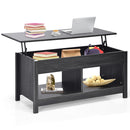 Lift Top Coffee Table with Hidden Storage Compartment and Lower Shelf for Study Room (Black)