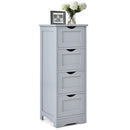 Floor Wooden Free Standing Storage Side Organizer for Bathroom (White)
