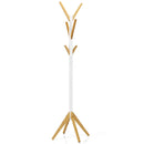 Bamboo Coat Rack Stand with 6 Hooks (White)