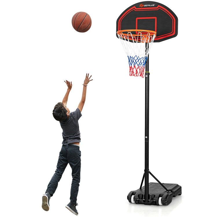 Adjustable Kids Basketball Hoop Stand with Durable Net and Wheel