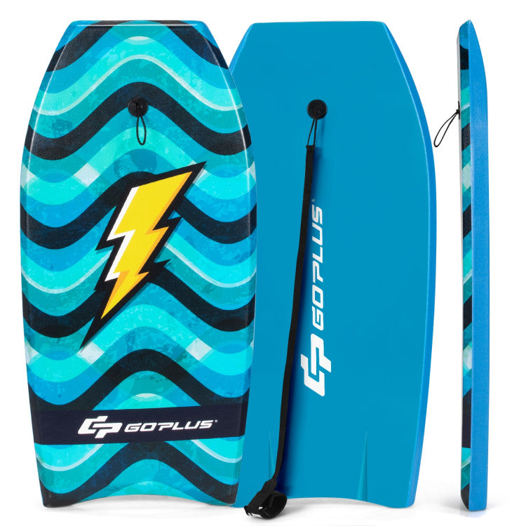 Lightweight Bodyboard with Wrist Leash for Kids and Adults