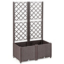 Raised Garden Bed with Trellis Planter Box for Climbing Plants - Brown