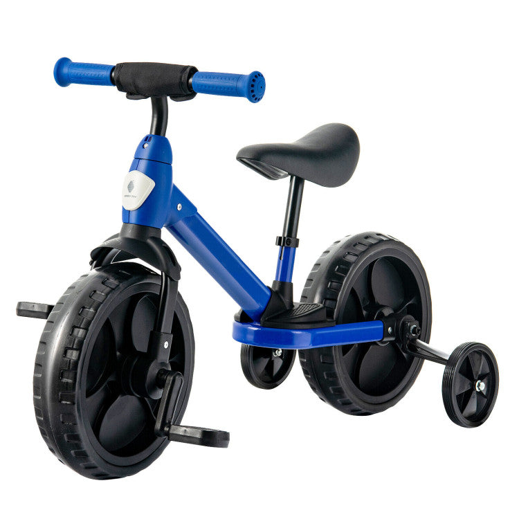 4-in-1 Kids Training Bike Toddler Tricycle with Training Wheels and Pedals - Blue