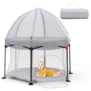 53 Inch Outdoor Baby Playpen with Canopy and Carrying Bag Portable Play Yard Toddlers