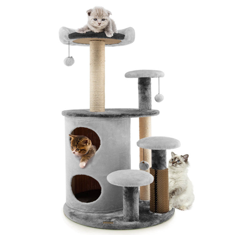 40 Inch Cat Tree Tower Multi-Level Activity Tree with 2-Tier Cat-Hole Condo