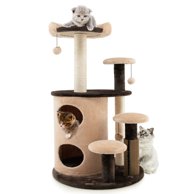 40 Inch Cat Tree Tower Multi-Level Activity Tree with 2-Tier Cat-Hole Condo