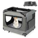 Portable Folding Cat Carrier with 4 Lockable Wheels