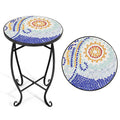 14 Inch Mosaic Round Side Table Plant Stand for Patio Lawn Garden