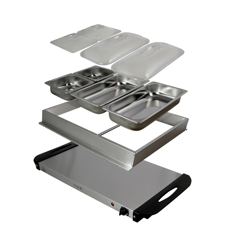 MegaChef 3 Section Buffet Server & Food Warmer in Stainless Steel