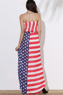 Maxi Patriotic American Flag Strapless Casual Dress