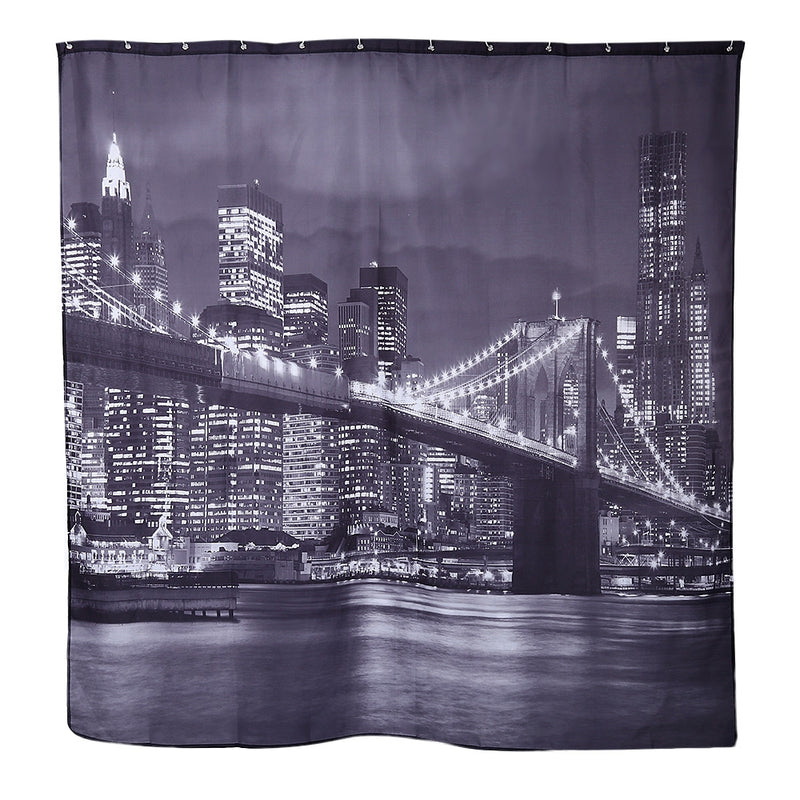 City Night View Pattern Waterproof Bathing Shower Curtain Polyester