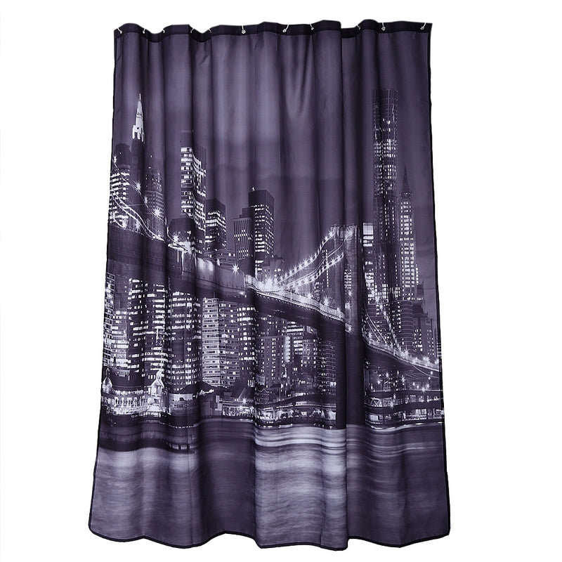 City Night View Pattern Waterproof Bathing Shower Curtain Polyester