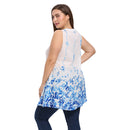 V Neck Sleeveless Print Plus Size Loose Chiffon Women Blouse